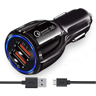 Chargeur Voiture Rapide – Quick Charge 3.0 – Double USB Noir