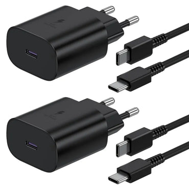 Chargeur Rapide 25W USB-C + Câble USB-C 2M – Lot de 2