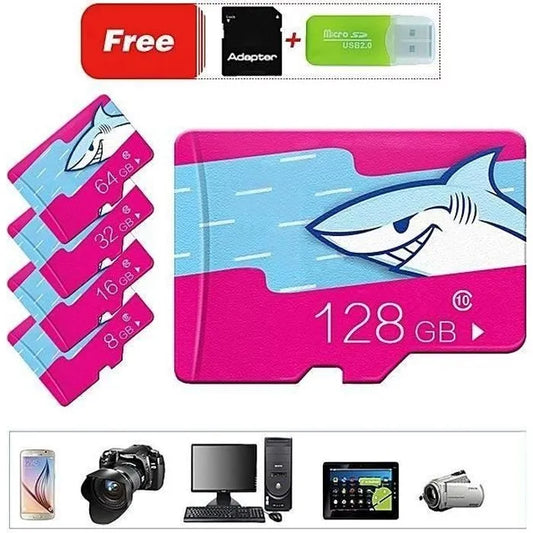 Carte Micro SD 128Go Classe 10 avec Adaptateur + Lecteur