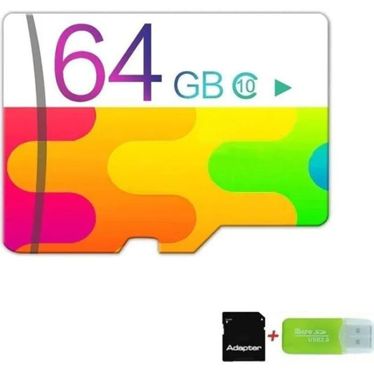 Carte Micro SD 64/128Go Classe 10 Jaune + Adaptateur + Lecteur