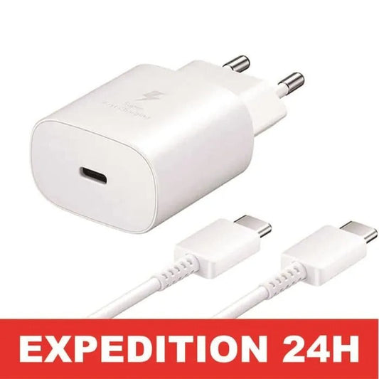 Chargeur Rapide Samsung 25W USB-C – Câble 2M – Galaxy S22/S21/S20/Note 20