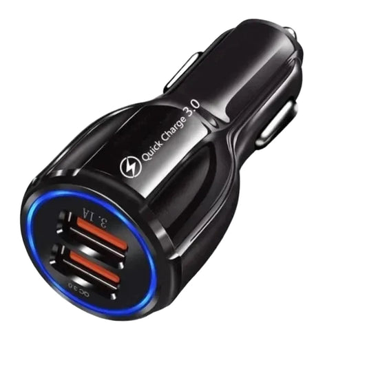 Chargeur Voiture Rapide – Quick Charge 3.0 – Double USB Noir